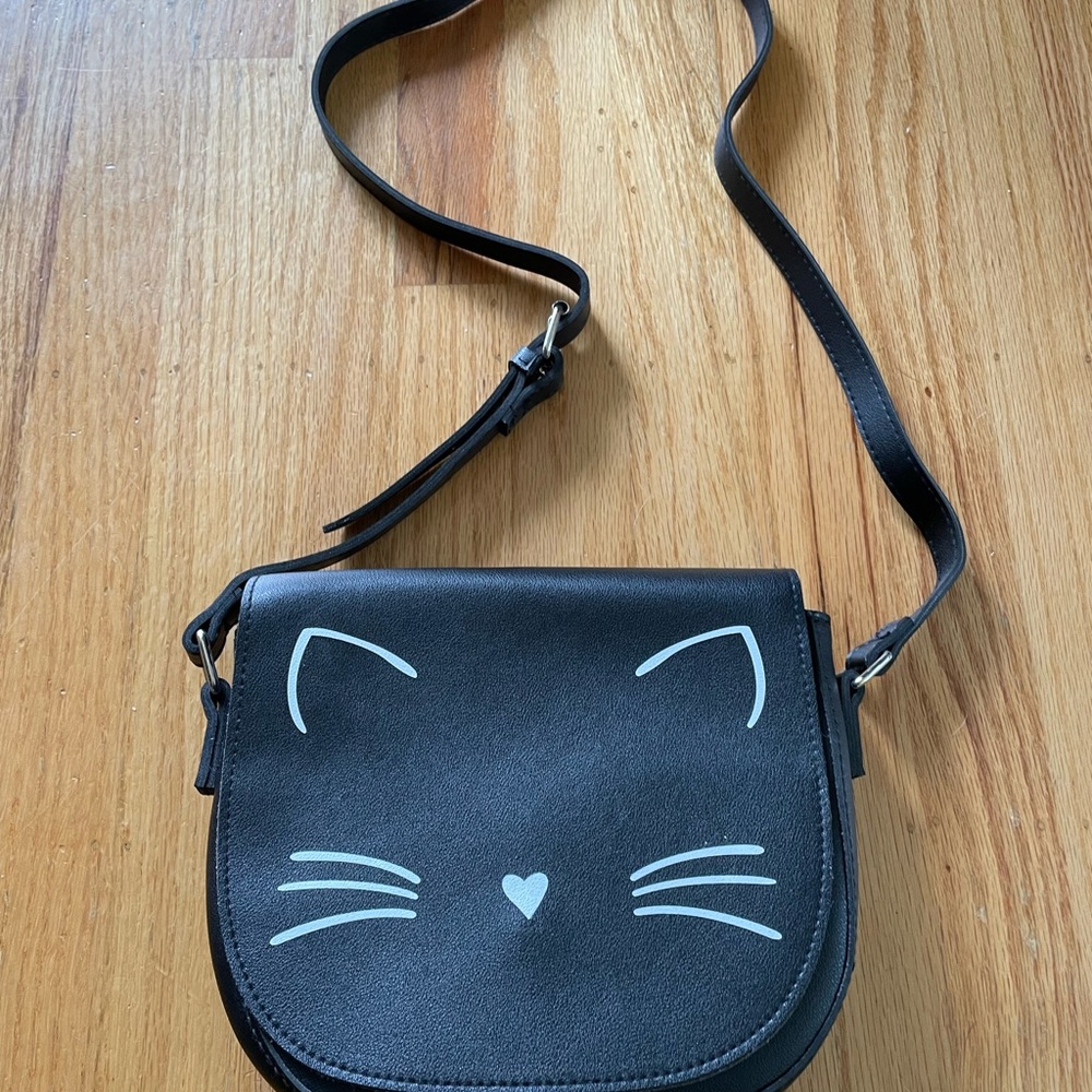 GUC Faux Leather Cat Designed Crossbody Purse